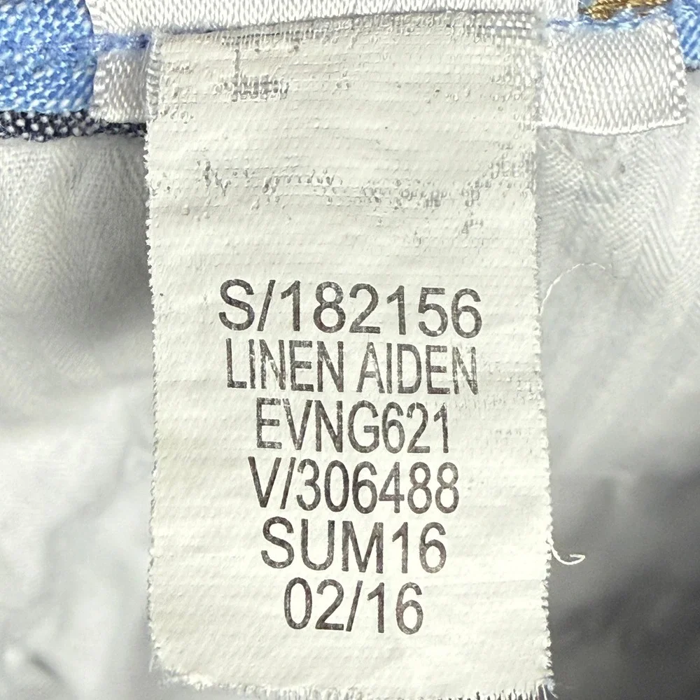 Banana Republic Aiden Chino Pants Mens 34x30 Blue Linen Blend Slim Fit 182156